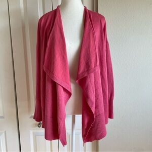 Terra & Sky Open Front Knit Ruffle Cardigan Women’s 0X (14W) Pink Casual Kimono